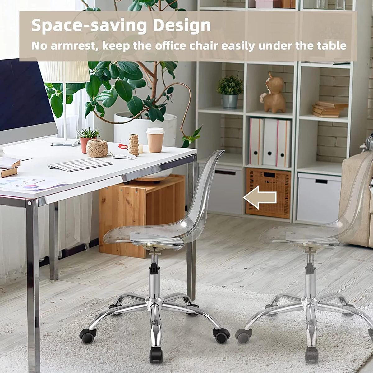 Clear Acrylic Armless Desk Chair Set of 2 K566609