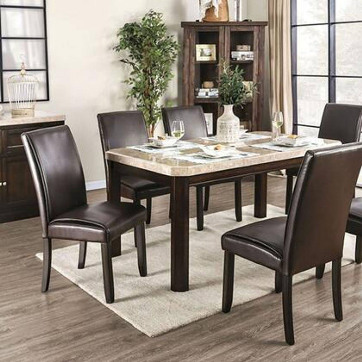 White Dark Walnut Dining Table V886965