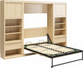Full Size Murphy Wall Bed with Storage in Light Oak Q109