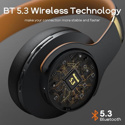 Bluetooth Headphones Over Ear, 90 Hours Playtime, Wireless, Noise Isolating, HiFi Stereo, Black Q55175