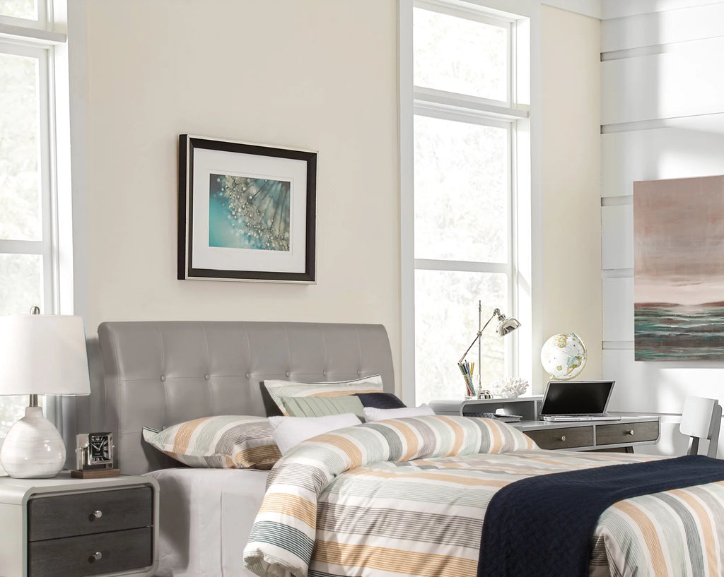 Gray Faux Leather Upholstered Queen Headboard V952958