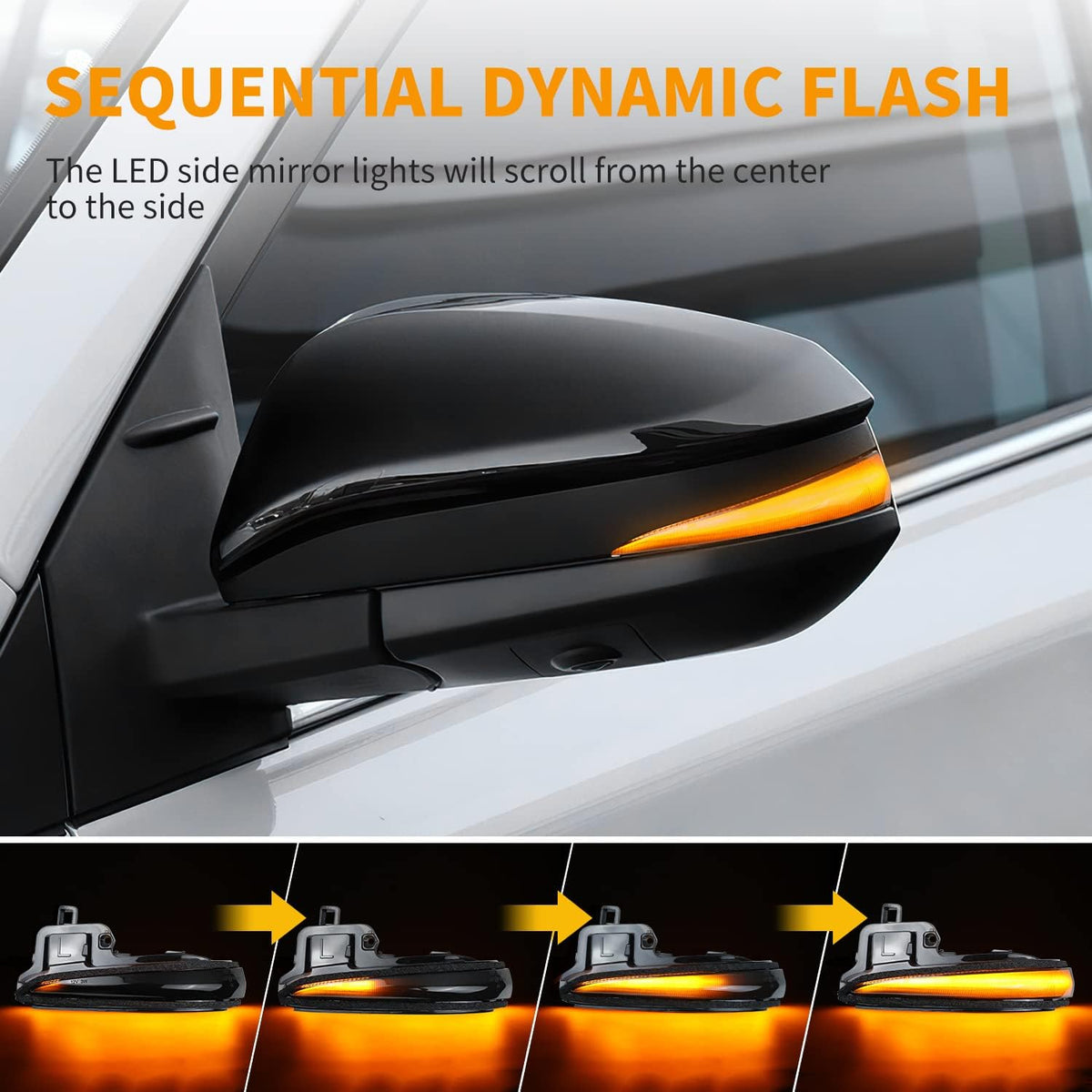 Amber LED Side Mirror Turn Signal Light Indicator Strip Smoked Lens B497