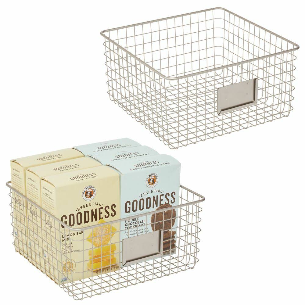 Metal Wire Food Organizer Storage Baskets with Label Slot P9604