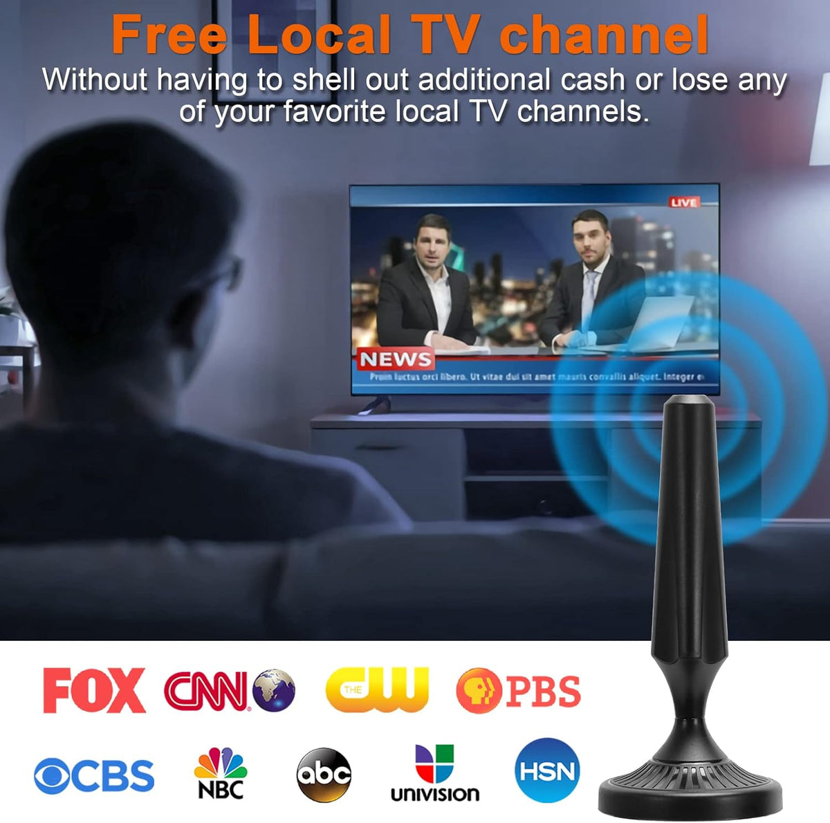 Indoor Amplified HDTV Antenna 300 Miles 4K 1080P with Coax Cable Pack of 2 H796184