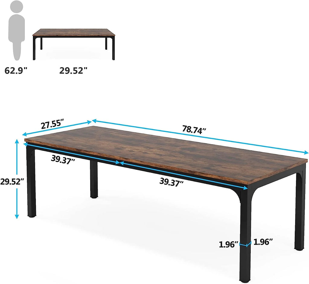 78.7 inches Extra Long Computer Desk with Adjustable Foot Pads, Rustic Brown L958