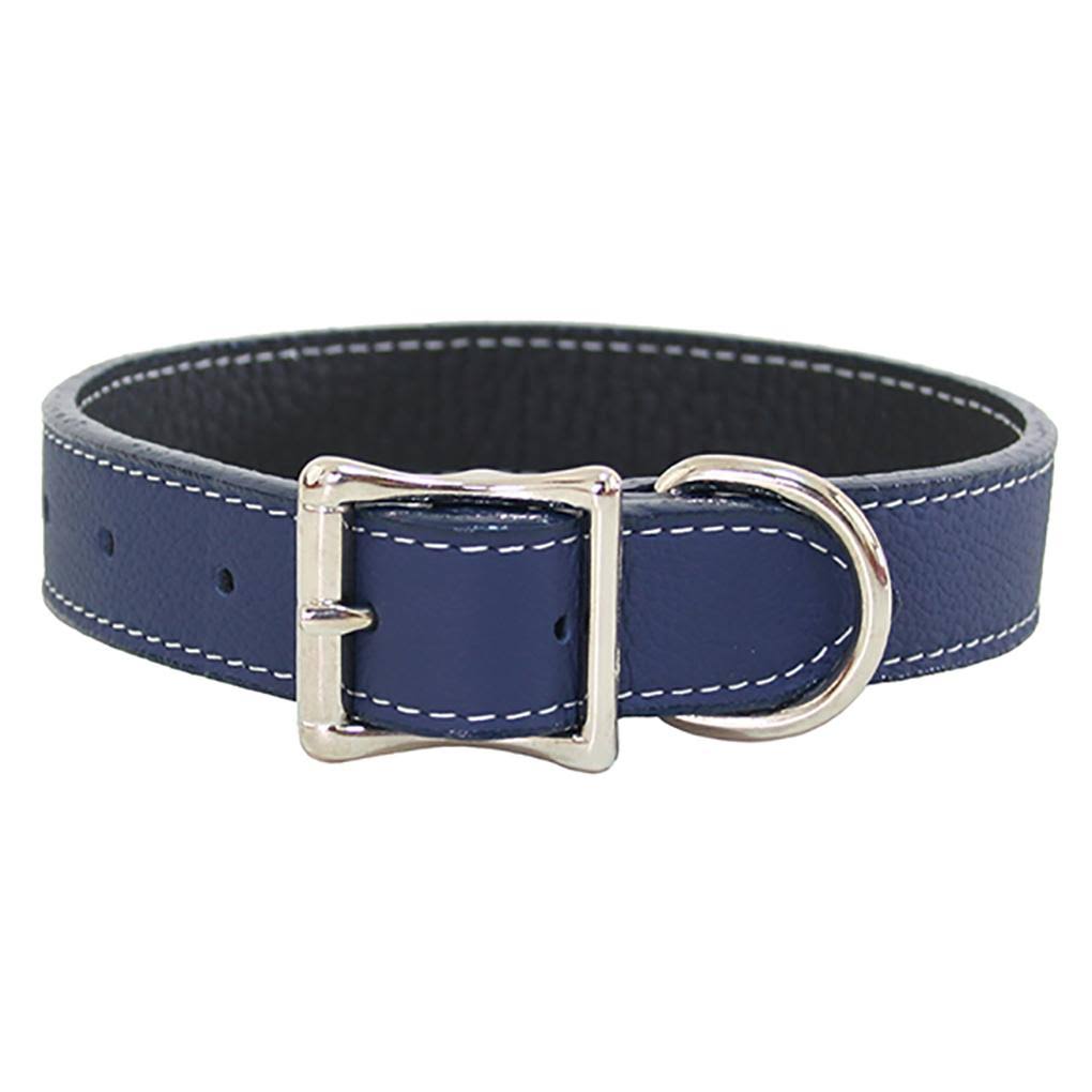 Navy Blue Italian Leather Dog Collar X51281