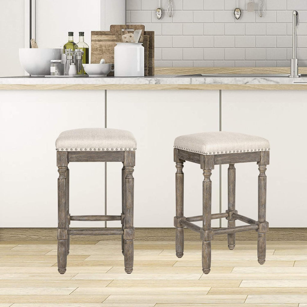 Taupe Barstool 26 Inch Seat Height Set of 1 X893913