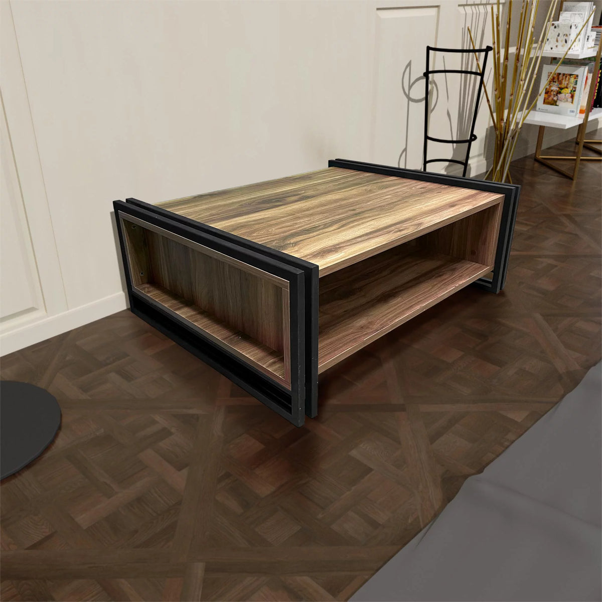 Mid-Century Modern Wood Coffee Table with Storage G320