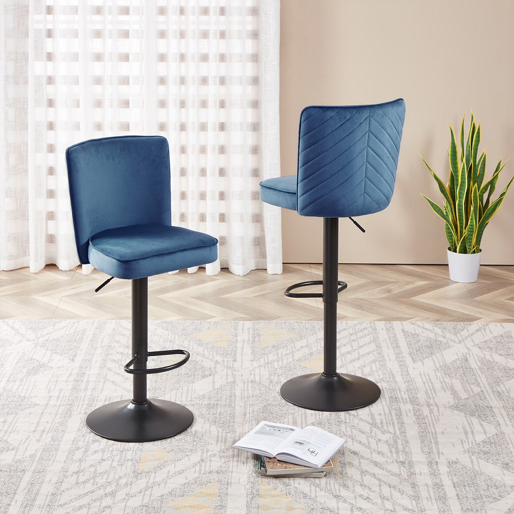 Adjustable Velvet Swivel Bar Stool Set of 2 W431