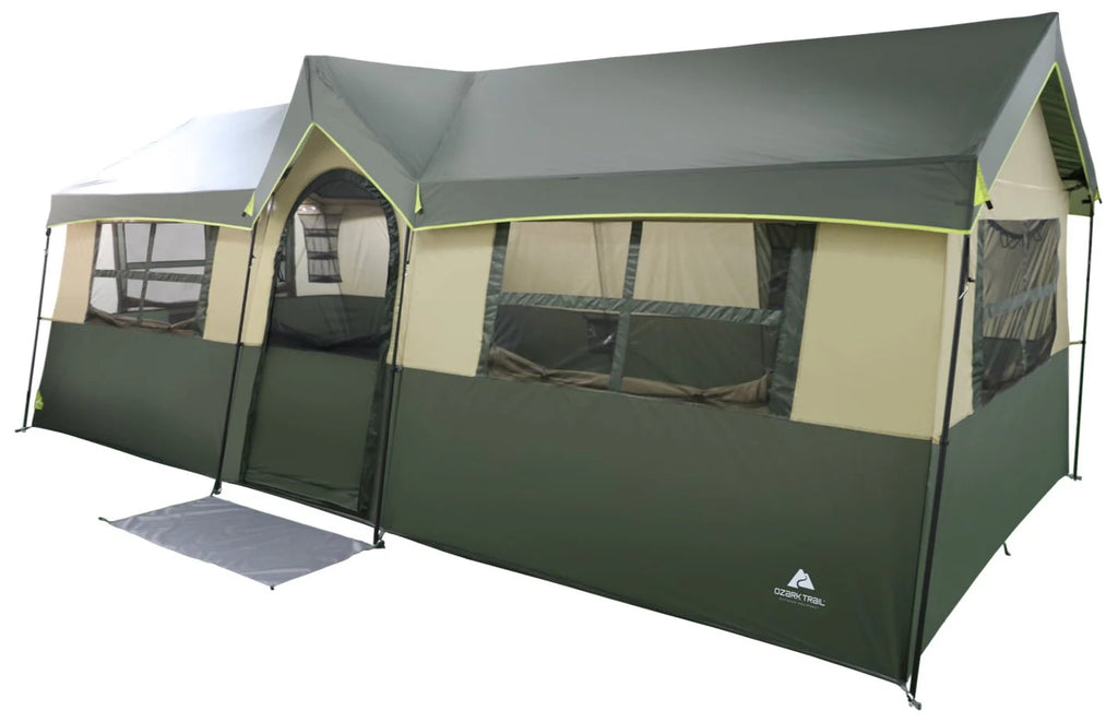 12 Person 3-Room Cabin Tent, Green F705447