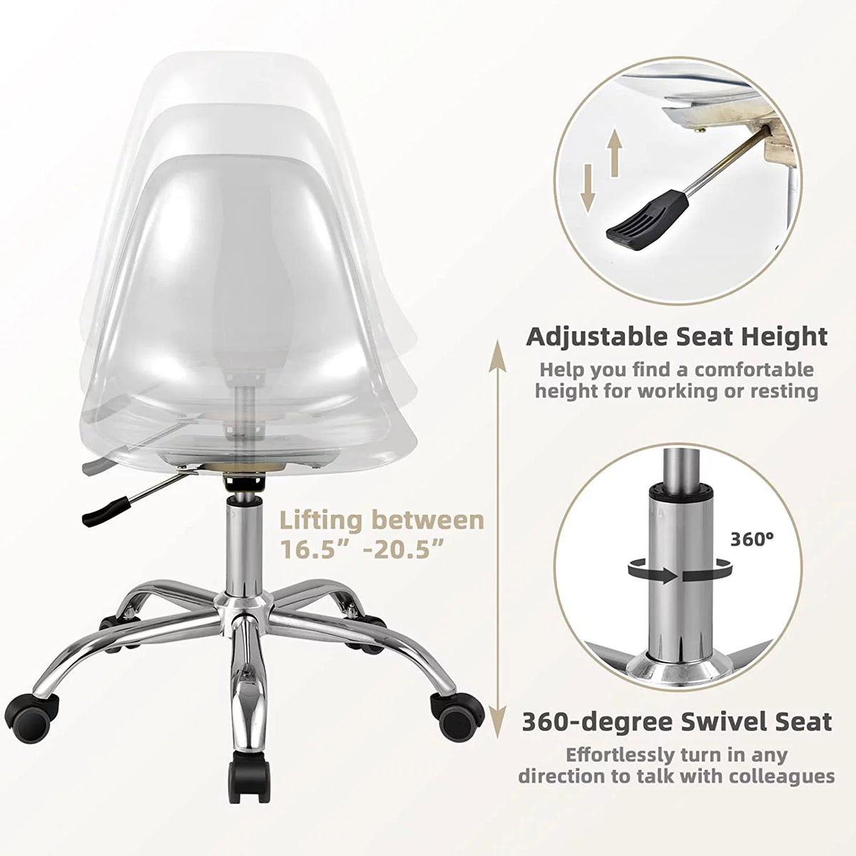 Clear Acrylic Armless Desk Chair Set of 2 K566609