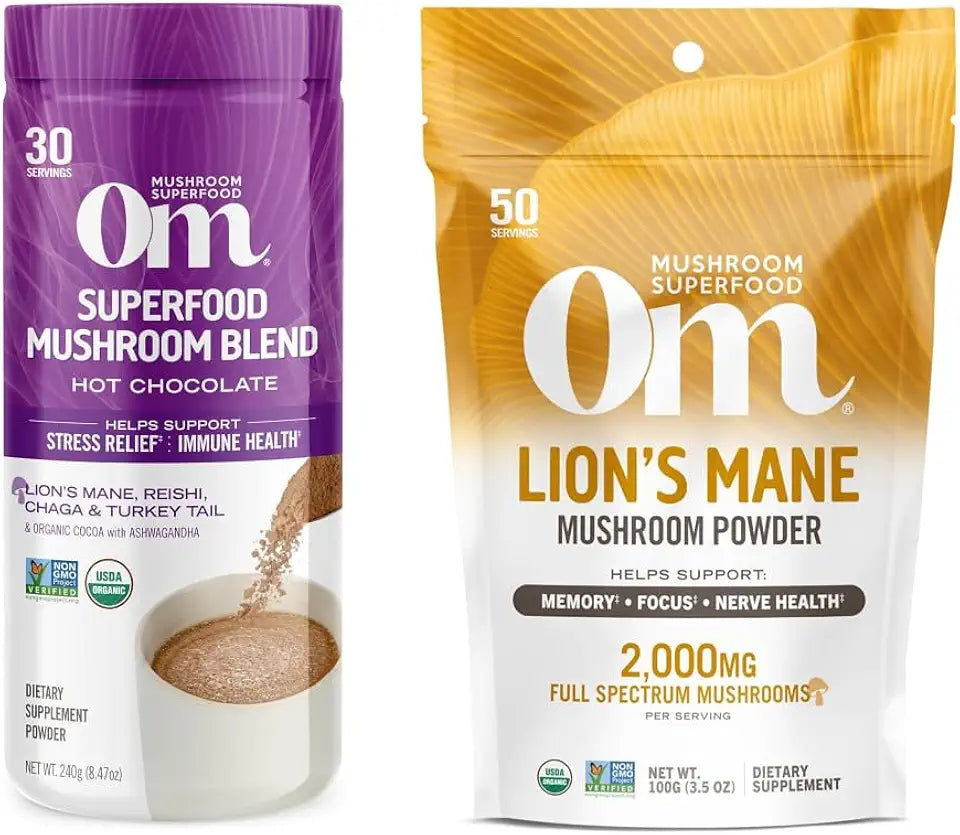 Hot Chocolate Blend Mushroom Powder and Lion’s Mane Organic Mushroom Powder Bundle D453042