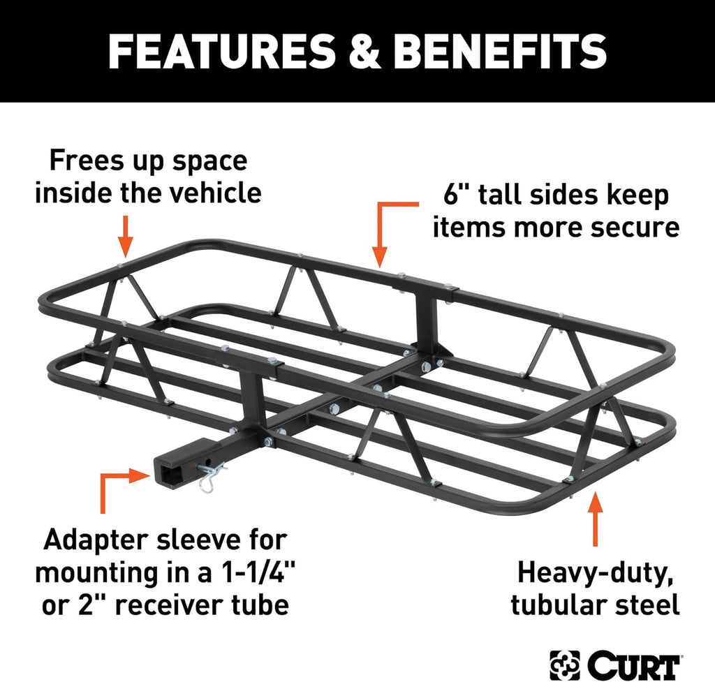 Black Steel Basket Hitch Cargo Carrier P6165