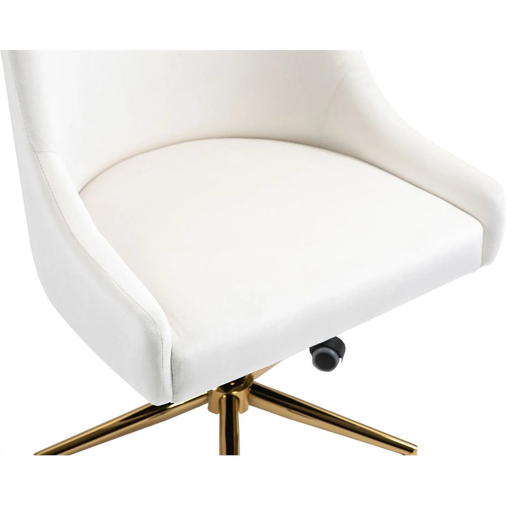Cream Velvet Swivel Adjustable Office Chair R155