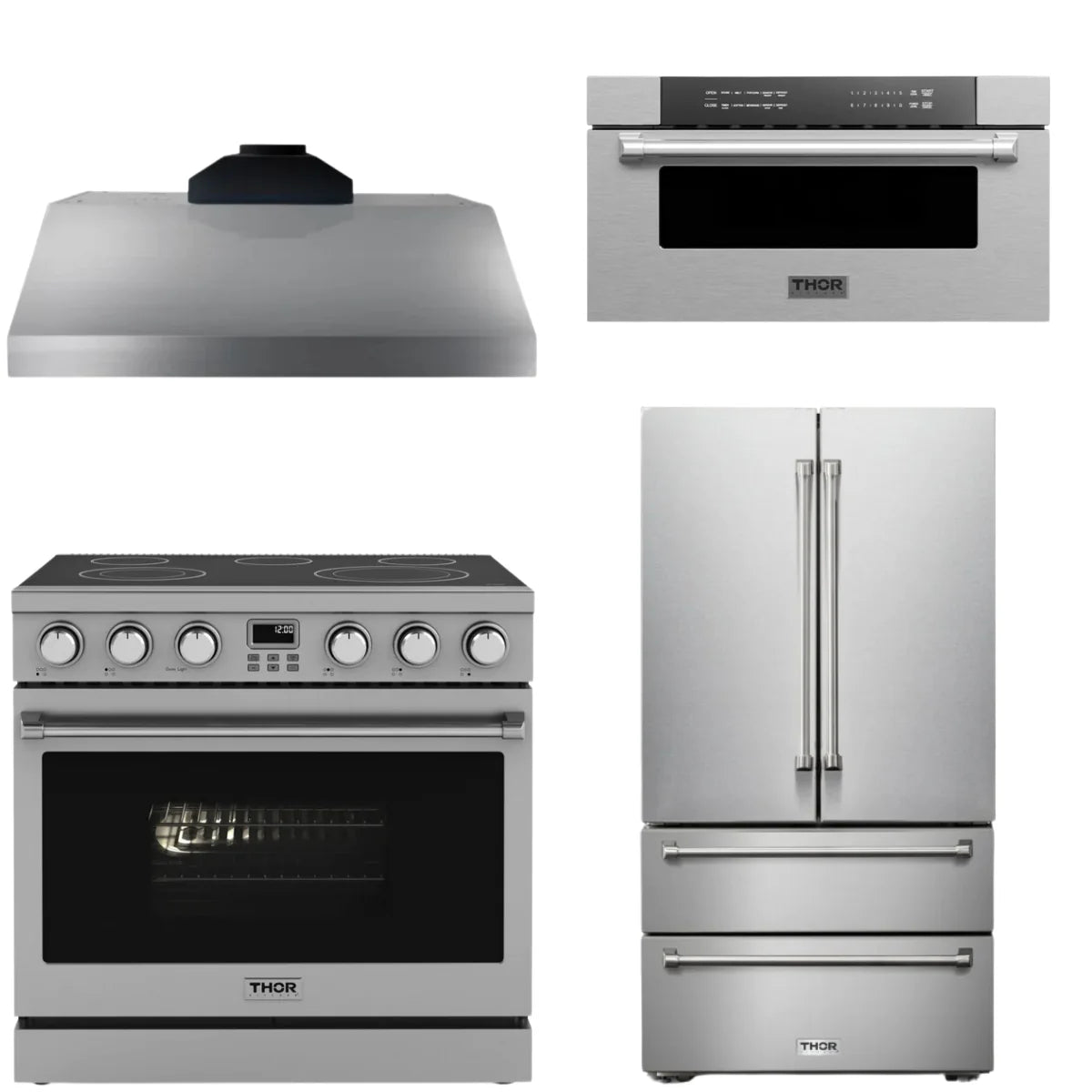 36 Electric Range, Range Hood, Refrigerator and Microwave T505207