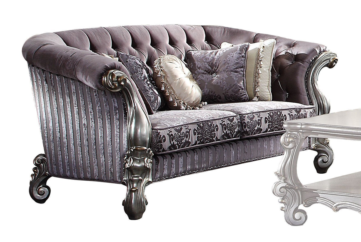 Purple Velvet Love Seat Sofa with Toss Pillows V684