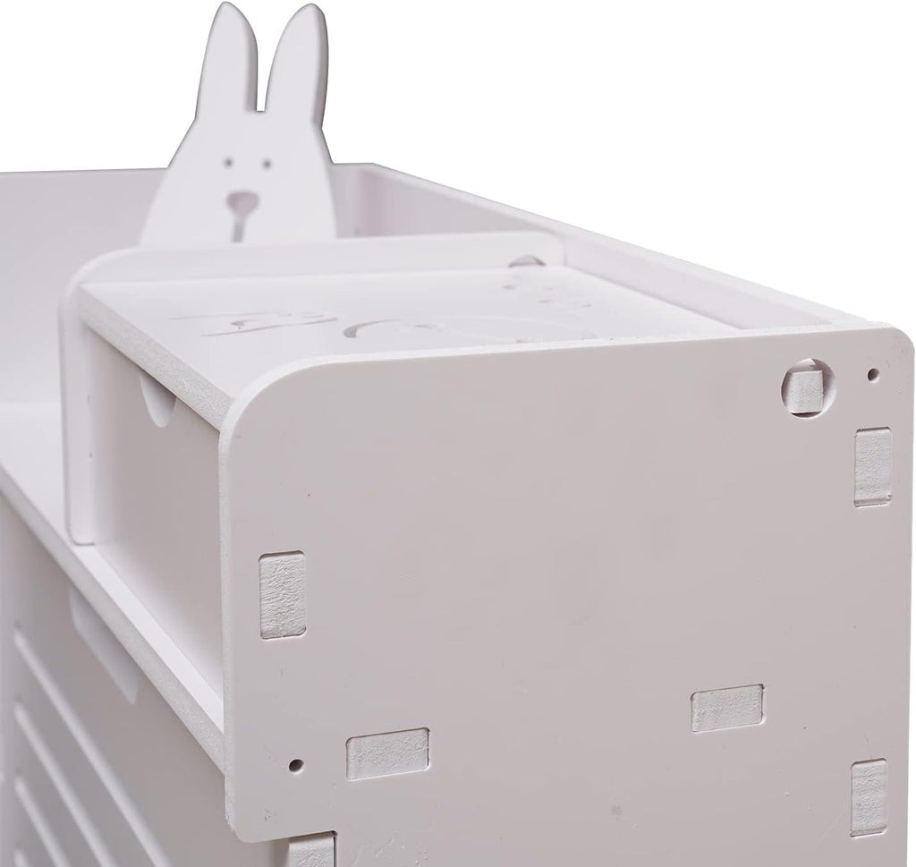 White 2 Tier Narrow Shoe Cabinet K3150
