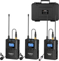 Wireless Lavalier Microphone, 96-Channel UHF Dual Lavalier Microphone System (2TX+1RX) V989160