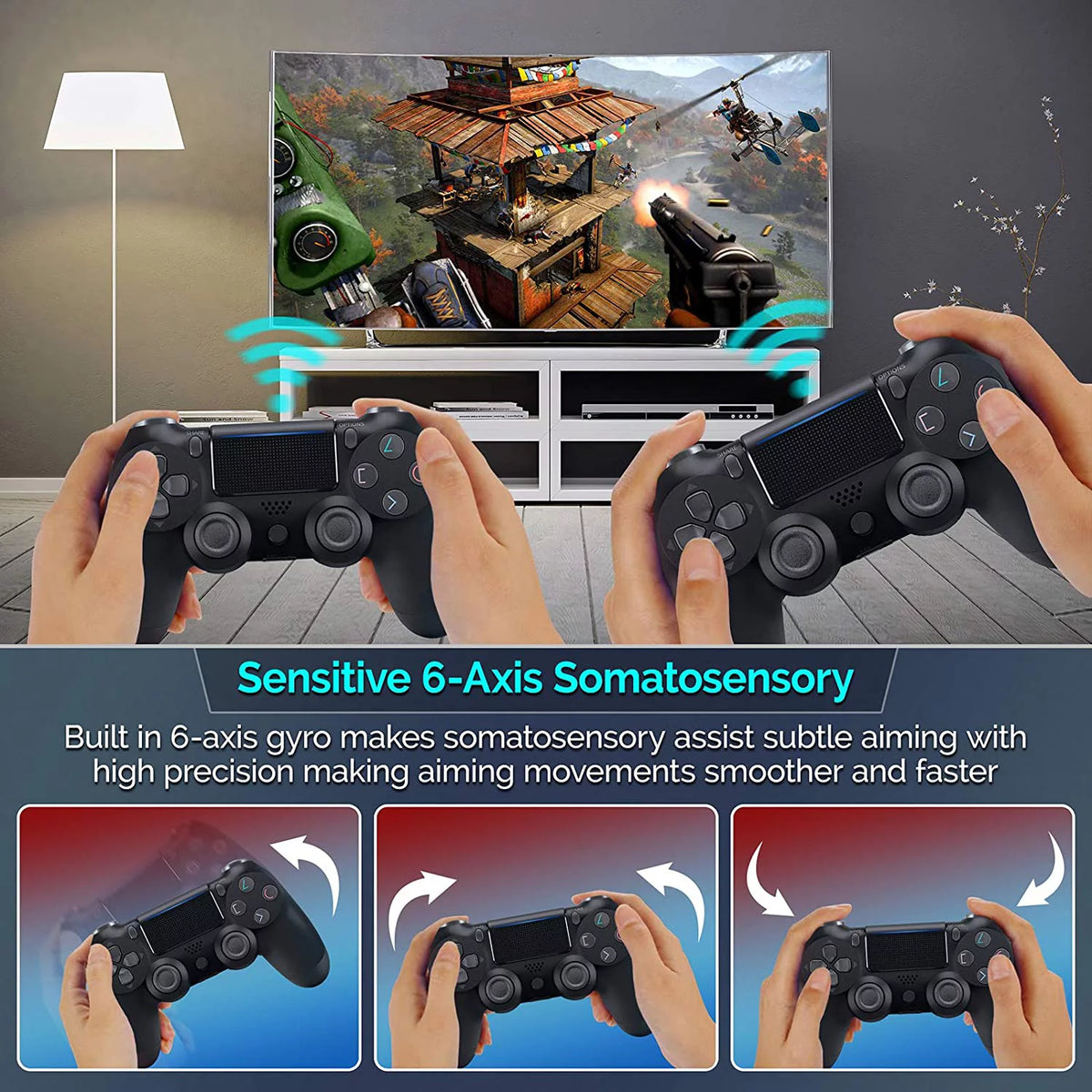 Wireless GamePad Controller with Built-In Speaker Gyro BlueTooth Slim Black S113074