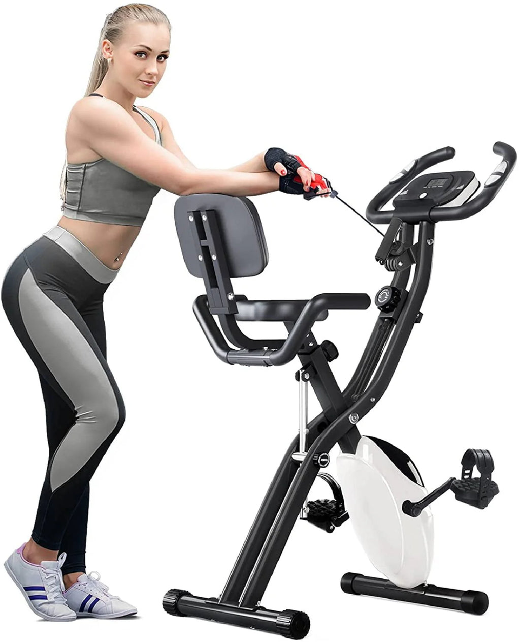 Folding 3-in-1 Recumbent Exercise Bike with Arm Resistance Bands V520100