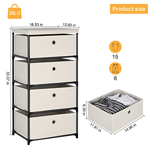 Blue Fabric 4 Drawer Storage Chest U3631