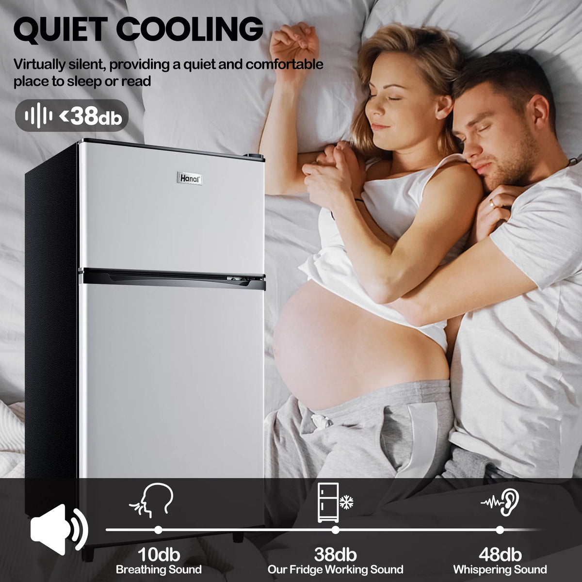 Two Door Mini Fridge with Freezer, 3.5 Cu ft I4313
