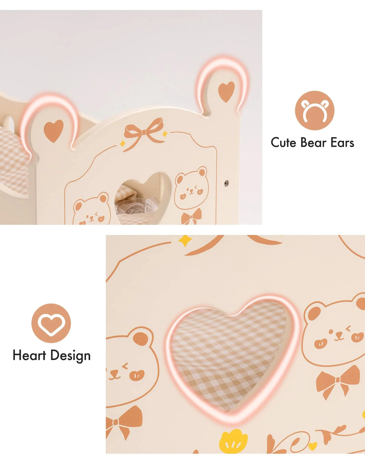 Wooden Doll Cradle with Bedding for 18 Inch Dolls J839