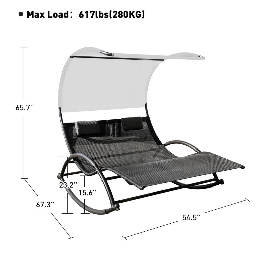 Double Chaise Lounge with Canopy and Pillows D50486