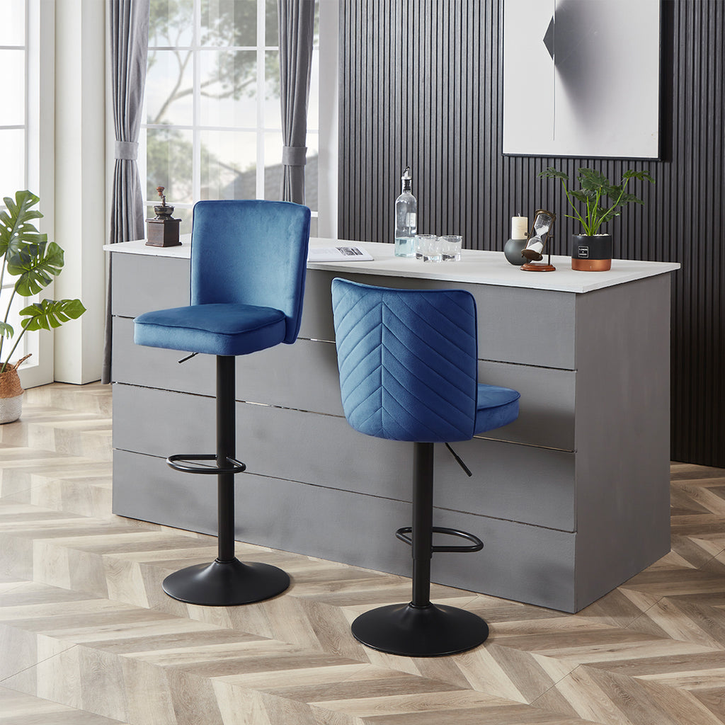 Adjustable Velvet Swivel Bar Stool Set of 2 W431