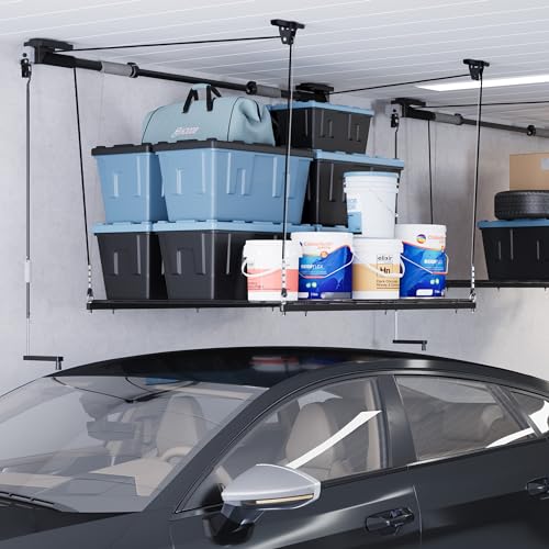Carbon Black 4x4 Ft Heavy-Duty Overhead Garage Storage Rack F9540