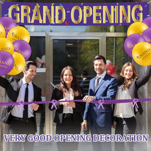 Red Grand Opening Ribbon Cutting Ceremony Kit with 10'' Scissors 40 Pcs Balloons Satin Ribbon Bows Y258