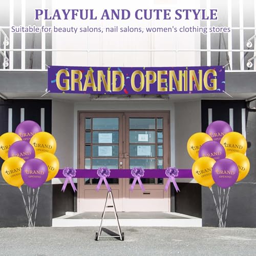 Red Grand Opening Ribbon Cutting Ceremony Kit with 10'' Scissors 40 Pcs Balloons Satin Ribbon Bows Y258