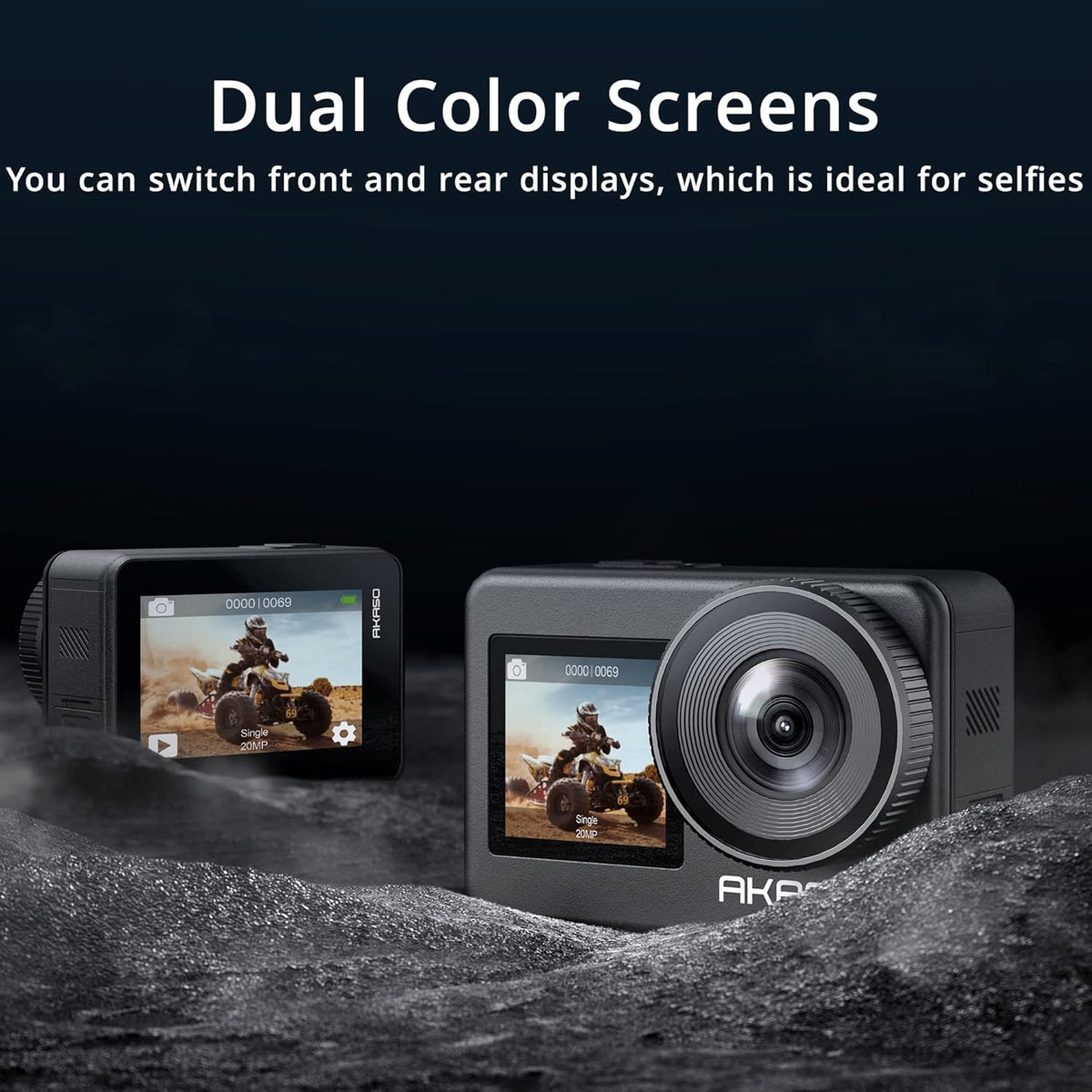 4K30FPS 20MP WiFi Action Camera with Touch Screen IPX8 33FT Waterproof EIS 2.0 Zoom External Mic Voice Control 2X 1350mAh Batteries O77662