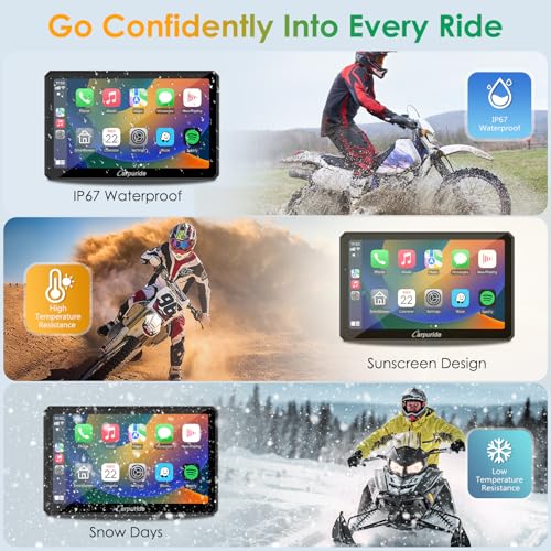 7" Waterproof Motorcycle Carplay Screen with Dual Dash Cam P4909