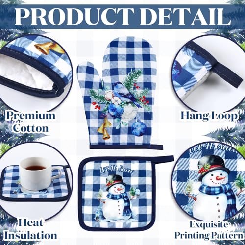 6 Pcs Christmas Kitchen Towel Oven Mitts and Pot Holders Set V1719