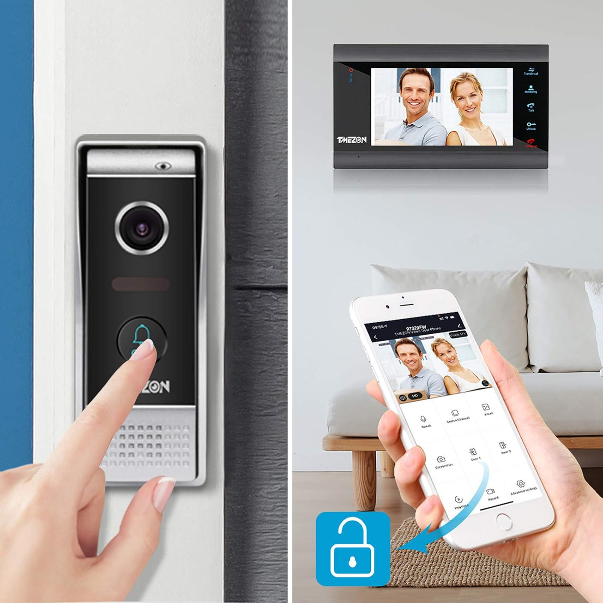 Wireless WIFI Video Door Phone IP Doorbell Intercom System with Camera 7 Inch 1x1080P Wired Camera Night Vision N49596