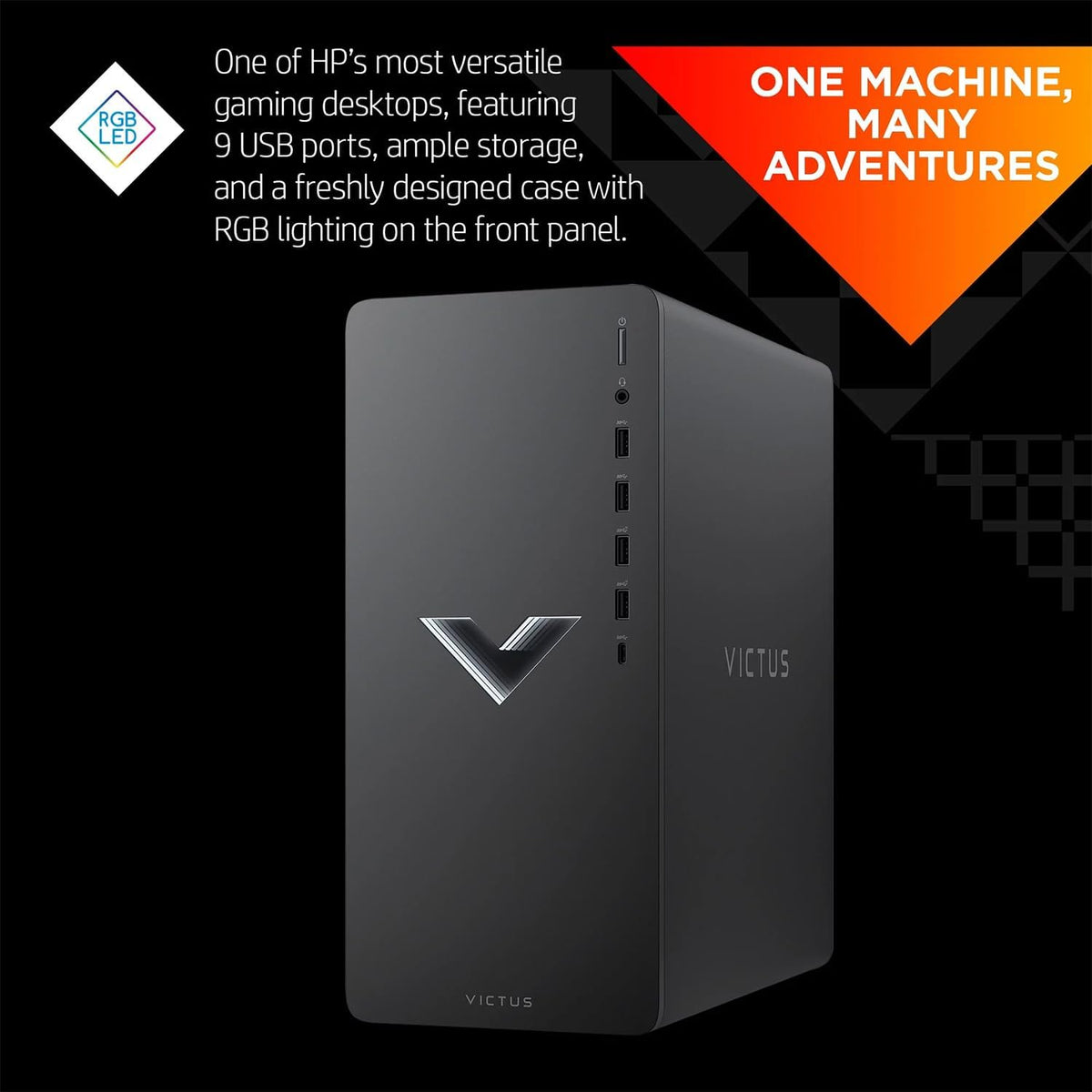 Black Gaming Desktop with AMD Ryzen 5 5600G, AMD Radeon RX 6400, 16GB RAM, 512GB SSD + 1TB HDD, Windows 11 Home G8052