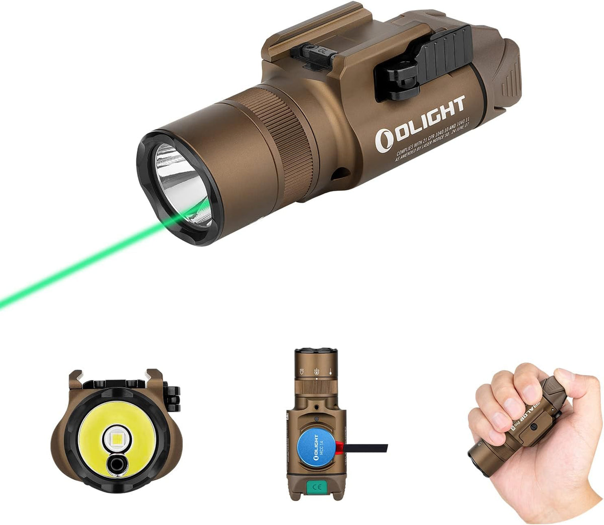 1350 Lumens Rechargeable Tactical Flashlight with Green Beam and White LED G5230