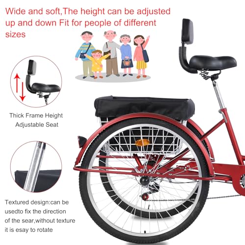 24/26-Inch 3-Wheel Adult Tricycle with 7-Speed Gearing and Basket J684