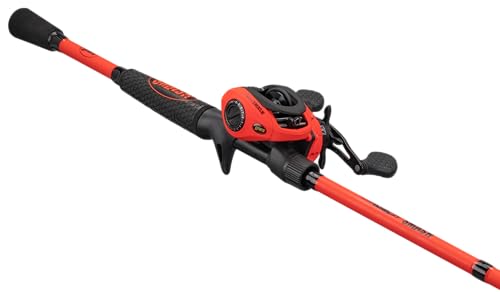 Fluorescent Red Baitcast Reel and Fishing Rod Combo L8377