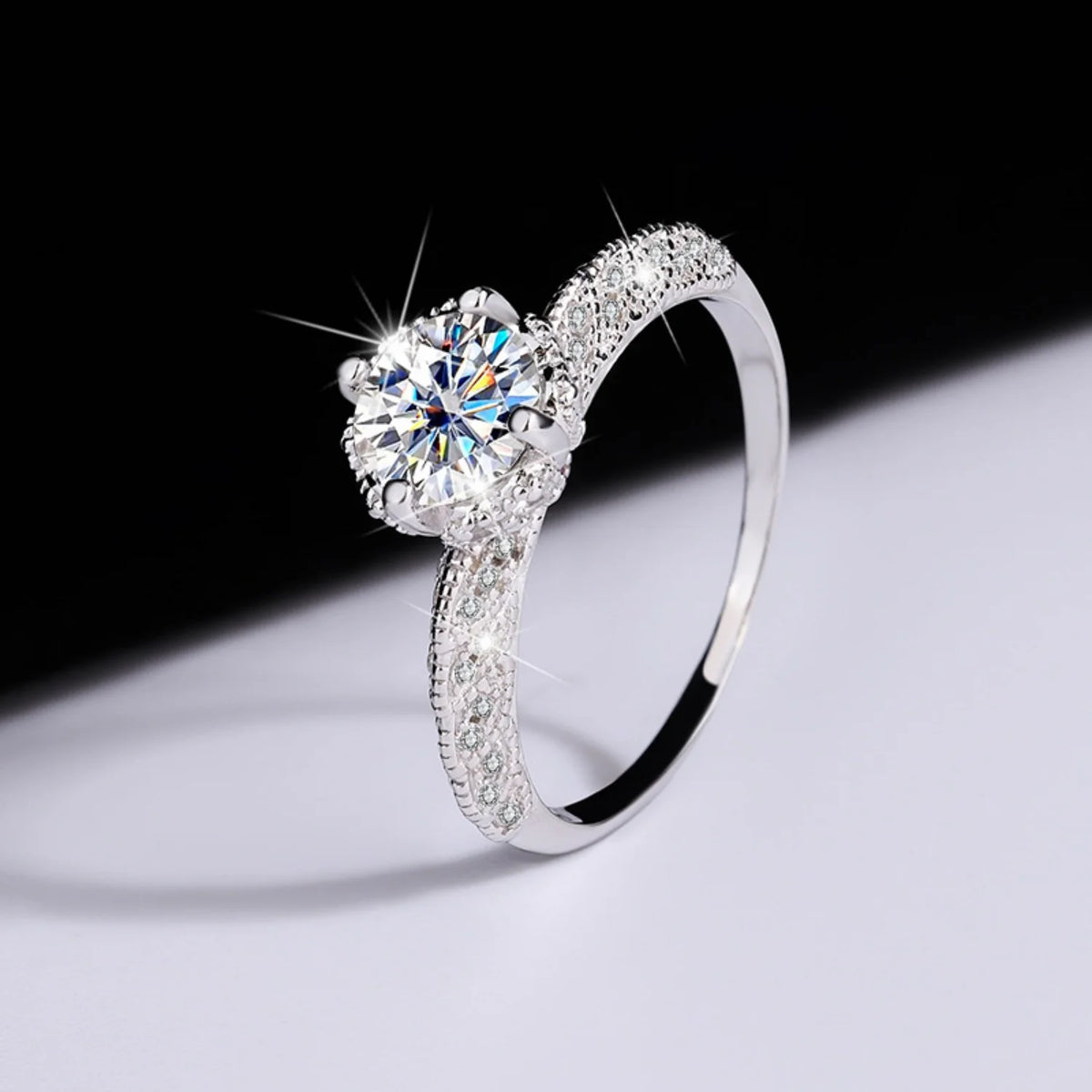 1ct VVS1 Moissanite Engagement Ring S925 Sterling Silver Z967