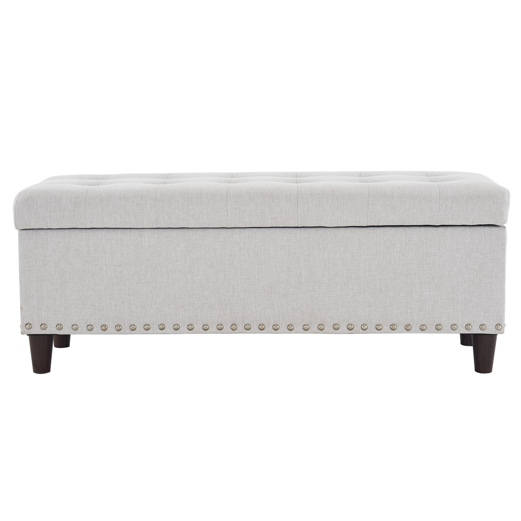 Off-White Linen Upholstered Storage Bench D628252