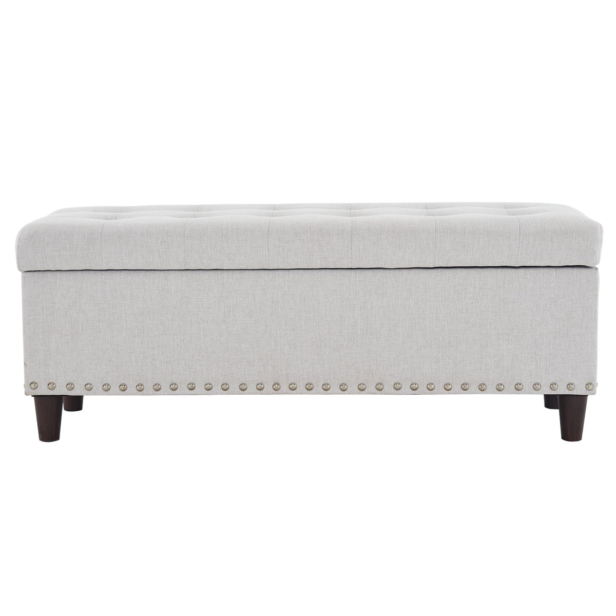 Off-White Linen Upholstered Storage Bench D628252