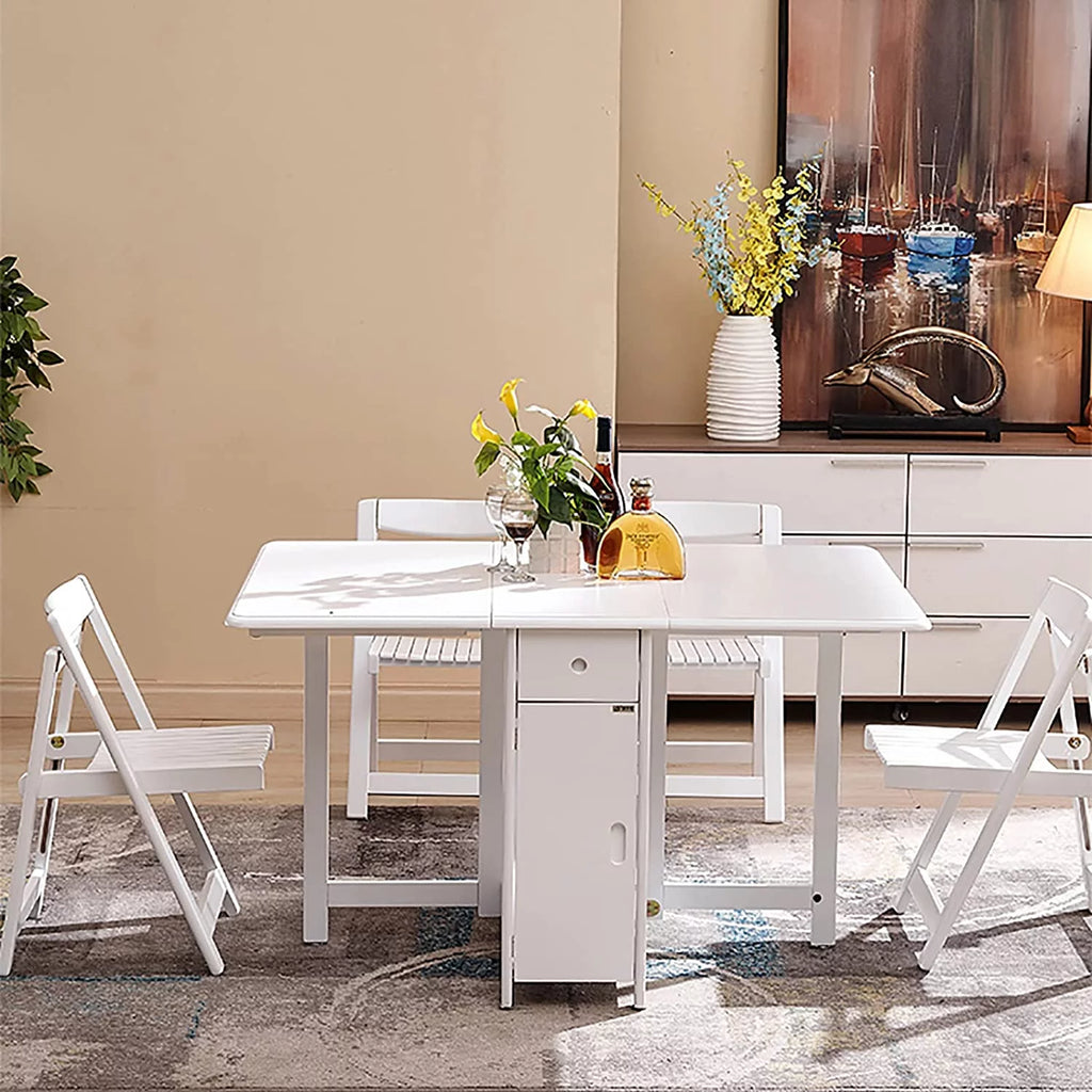 Solid Wood Drop Leaf Dining Table Set 5 Pieces H27093