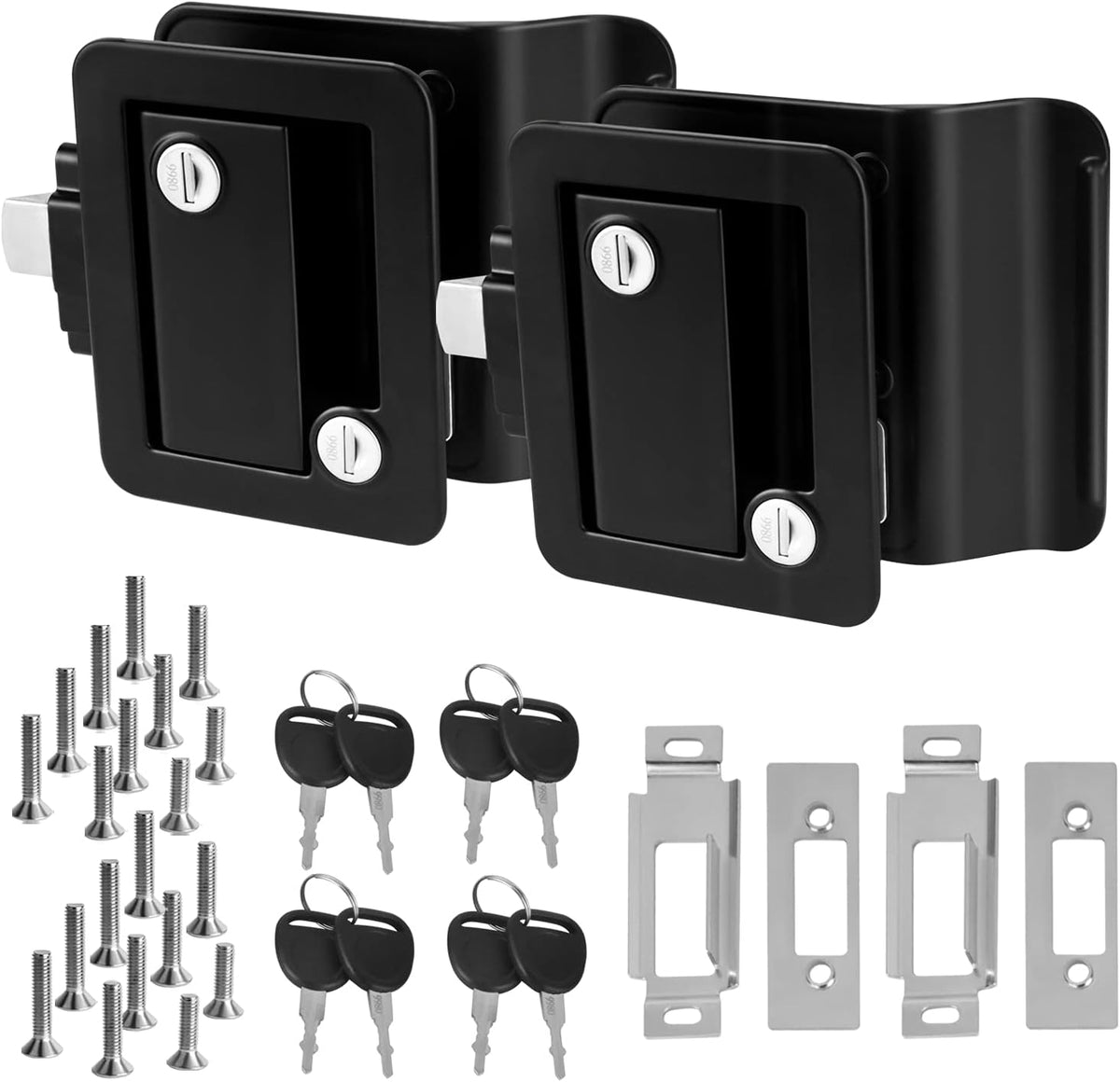 RV Door Lock with Paddle Deadbolt, 2 PCS Trailer Door Latch Replacement Kit N83378