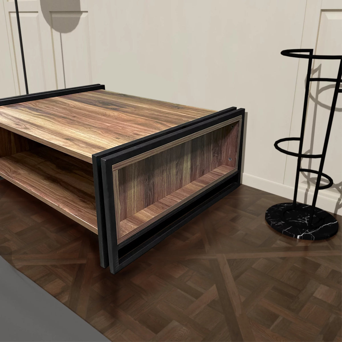 Mid-Century Modern Wood Coffee Table with Storage G320
