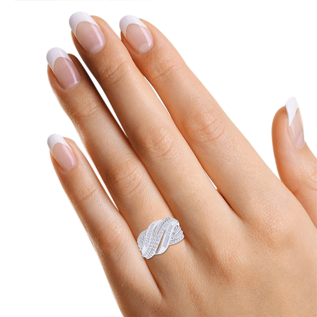 14K Gold Over Sterling Silver Multi-Row Engagement Ring N91366