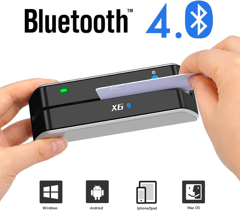 X6 Bluetooth Card Reader Writer USB 3 Tracks Swipe Encoder W9020