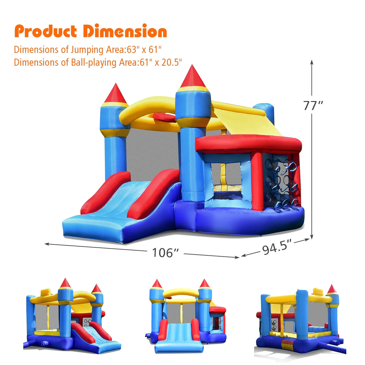 Inflatable Bounce House Castle Slide Bouncer with Basketball Hoop G31124