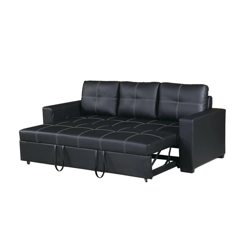 Faux Leather Convertible Sofa in Black F88406